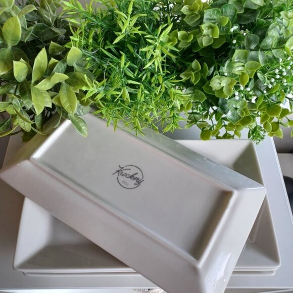 Krockery Porcelain White Rectangular Serving Plates | Set of 4 - Picture 3 of 6